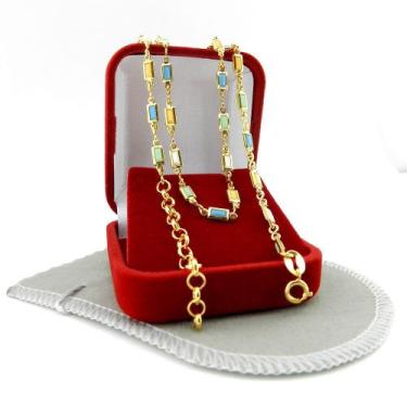Imagem de Pulseira Feminina 17/19cm 3mm Color Banhada Ouro 18K PL415 - WNBIJOUTE