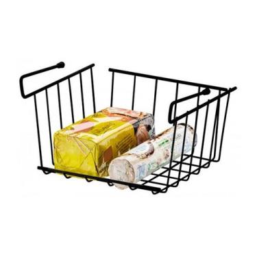 Imagem de Cesto Organizador Suspenso Prateleira Armário Pequeno Preto - FUTURE, 