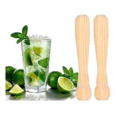 Imagem de Kit 2 Socador De Caipirinha Madeira Macerador Pilão Drinks Cozinha - C