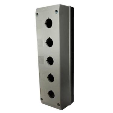 Imagem de Caixa Plástica TN2-B5 5 Furos para Botão 22mm Cinza Metaltex, Cinza