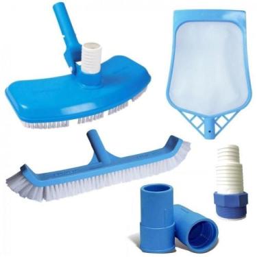 Imagem de Kit Limpeza de Piscina com Aspirador + Peneira + Escova e Ponteiras  N