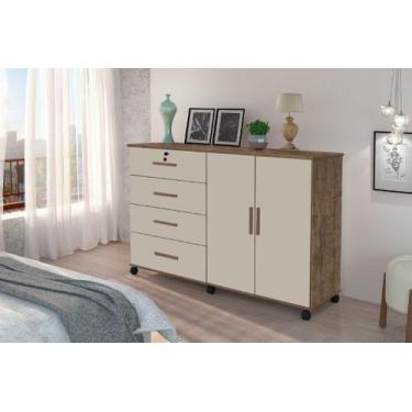 Imagem de Cômoda / Multiuso BR Com Rodízios Cor Canela / Off White - SM