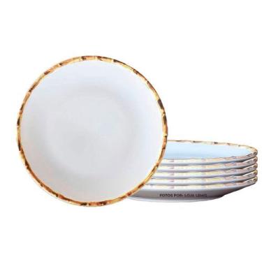 Imagem de Jogo 6 Pratos Rasos 27cm Borda de Bambu 1ª Linha Scalla