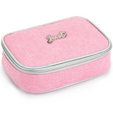 Imagem de Estojo Escolar Meninas Infantil Lápis Pincéis Divisórias - Denlex, Ros