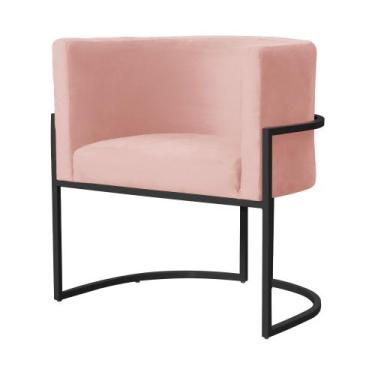Imagem de Poltrona Luana Requinte Base Preta Veludo Cores - DS Estofados, Rosa