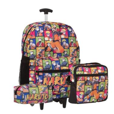 Imagem de Kit Mochila Infantil Rodinha Naruto Anime Escolar Lançamento - Toys 2U