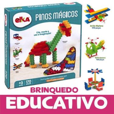 Imagem de Brinquedo Educativo de Montar Pinos Magicos 170 Peças Educacional e Di