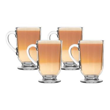 Imagem de Jogo 4 Canecas de Cappuccino Vidro Berlim Taça Café Transparente 325ml