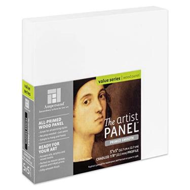 Imagem de (7/8" Cradled, 13cm x 13cm ) - Ampersand Art Supply Primed Smooth Artist Panel 2.2cm Cradled Profile, 13cm x 13cm