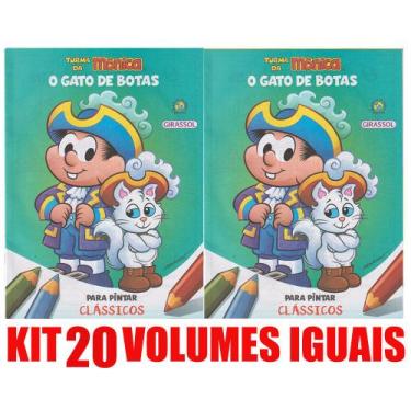 Imagem de Gato De Botas Livro Para Pintar Kit 20 Vols. Lembrancinha - Girassol