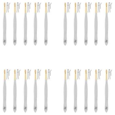 Imagem de Kit 20 Pinça Depilação Canelada Reta 9cm 2341.303 Solingen - Edel Soli