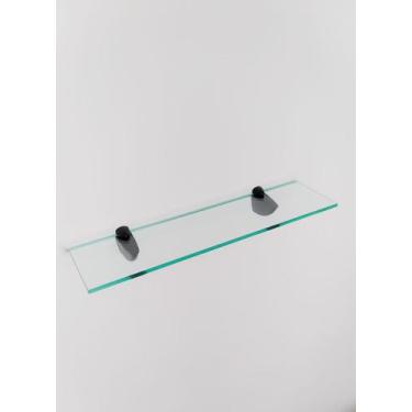 Imagem de Prateleira Vidro Pequena Suporte Preto Luxo  - Inova Decor