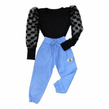 Imagem de Roupa Feminina Infantil Blusa Tule Calça Jogger Blogueirinha - AK FASH