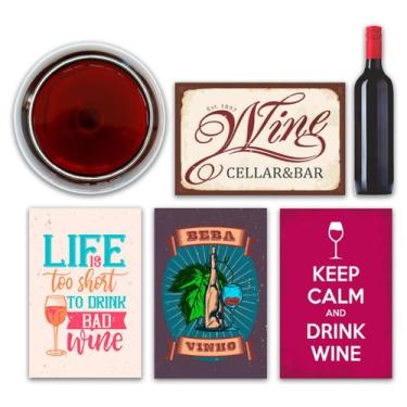 Imagem de Kit 6 Placas Decorativas Bebidas Vinhos Wine Bar Drink - Art Print