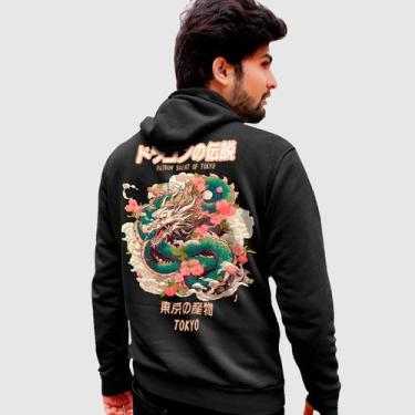 Imagem de Blusa Moletom Genuine Grit Masculina Estampada Algodão 30.1 Dragão Tok