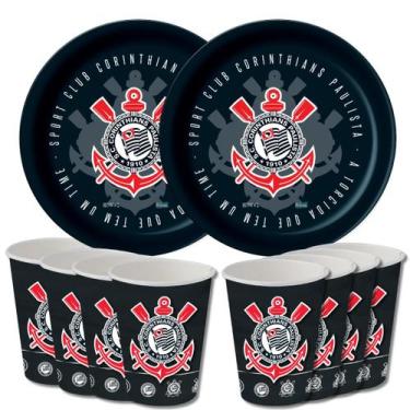 Imagem de Kit Festa Pratos e Copos para Aniversário Comemoração - Corinthians - 