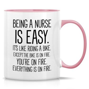 Imagem de Retreez Caneca engraçada - Being a Nurse is Easy 325 ml canecas de café de cerâmica - engraçada, sarcasmo, motivacional, RN, estudantes de enfermagem, presentes de aniversário inspiradores - Caneca