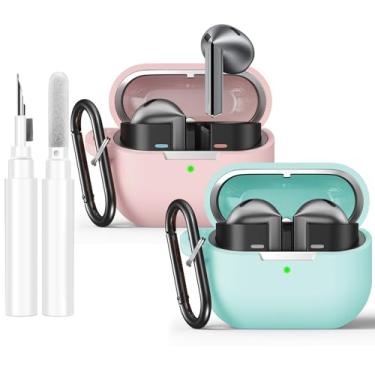 Imagem de YOPICKERN Capas de fone de ouvido com kit de limpeza para Samsung Galaxy Buds 3 e capa para Galaxy Buds 3 Pro, capa protetora completa de silicone macio e fofo com mosquetão, acessórios de fone de