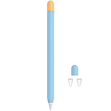 Imagem de Capa de duas cores para Apple Pencil 2 geração 2018 Pro 2024 capa de proteção antiderrapante capa de silicone macio para iPad Pro Pen (para Apple Pencil 2nd, azul)