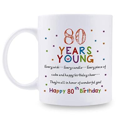 Imagem de aiyaya Presentes de aniversário de 80 anos para mulheres e homens - Caneca de aniversário de 80 anos - Presentes de aniversário de 80 anos para avó, avô, mãe, pai, amigo, irmã, irmão, tio, tio, tio,