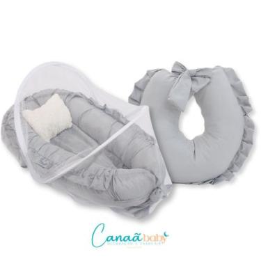 Imagem de Kit Ninho Redutor com Mosquiteiro e Almofada Amamentação - Canaã Baby,