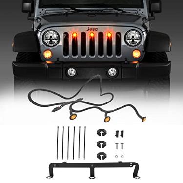 Imagem de Kit de barra de luz de grade de LED pré-corredor para Jeep Wrangler JK 2 portas/ilimitado 4 portas (JK), kit de barra de luz LED à prova d'água Plug & Play