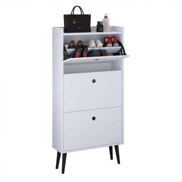 Imagem de Sapateira Vertical Dark 3 Gavetas Basculantes Organizadora Calçados Retrô - Branco - RPM Móveis