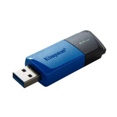Imagem de Pen Drive 64GB Kingston Data Traveler Exodia M, USB 3.2, Preto e Azul 