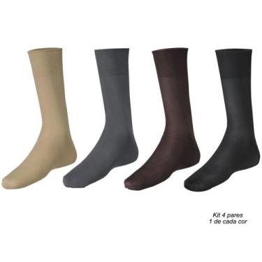 Imagem de Kit Meia social masculina Meianyl Lupo 4 pares, Colorida, 37 a 44