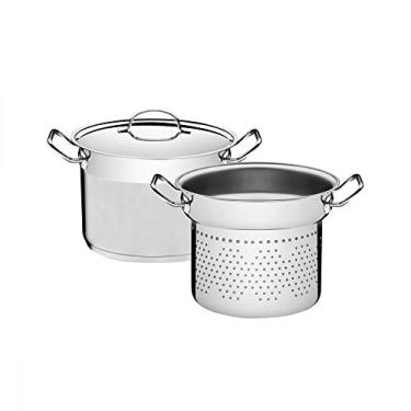 Imagem de Jogo Cozi-Pasta Tramontina Professional em Aço Inox Fundo Triplo com Tampa Plana Detalhe Satinado 2 Peças 20 cm