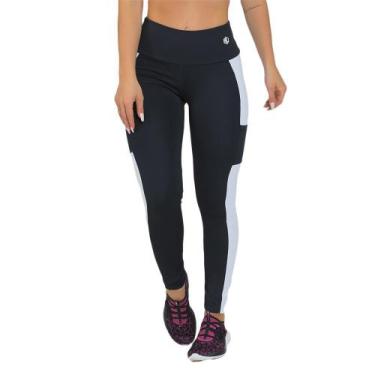Imagem de Legging Feminina Fitness Recorte Preto - Manalinda, Preto, G