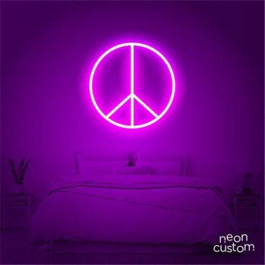 Imagem de luminaria letreiro Neon Led Paz 60x60 luminoso decoração p/ selfie - N