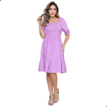 Imagem de Vestido Midi Godê Rodado Manga Bufante Princesa Evangélica - LOOK MODA