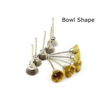 Imagem de kit 10 escova cone aço/latão para micro retifica - E-San