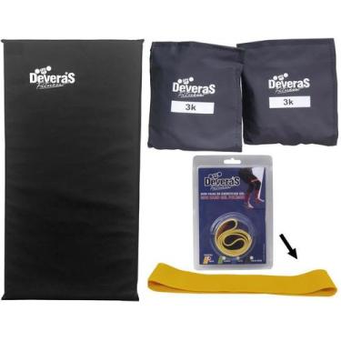 Imagem de kit par de caneleira academia tornozeleira peso 3 kg colchonete para g