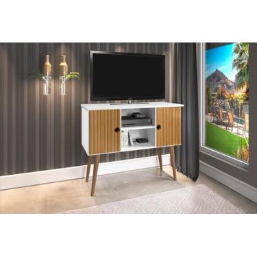 Imagem de Rack / Bancada VI Modelo Retrô Para TV Até 40'' Cor Branco / Ripado 3D