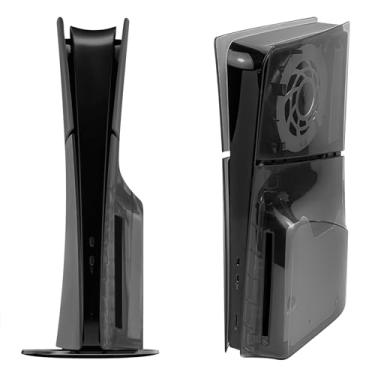 Imagem de Geekria Transparent Cover Plates Compatible with PS5/ Slim Disc Edition, Replacement Shell Gaming Accessories with Fan Vents, Hard Dustproof ABS Shell Side Panels (Transparent Black)