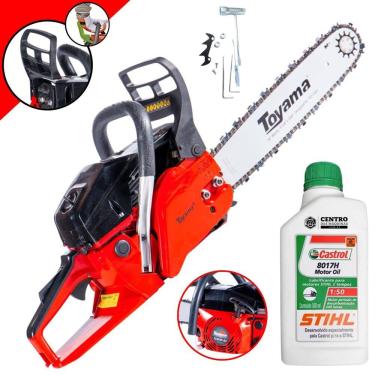 Imagem de Motor Serra Moto Serra Motosserra Com ÓLEO STIHL 2T À Gasolina 49cc 2,8HP 13.500rpm Sabre 16’’ Ponta Rolante e Corrente Oregon Toyama TCS53F-G2