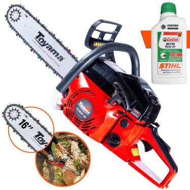 Imagem de Motosserra À Gasolina Toyama TCS53F-G2 TCS53FG2 Motor 2T 49cc 2,8HP 13.500rpm Sabre 16 Polegadas Corrente Oregon 28 Dentes + ÓLEO STIHL 2T