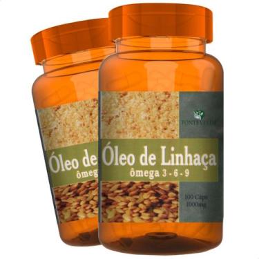Imagem de 2 Potes Óleo de Linhaça Ômega 3 6  e 9 - Kit 200 Cáps - Fonte Verde