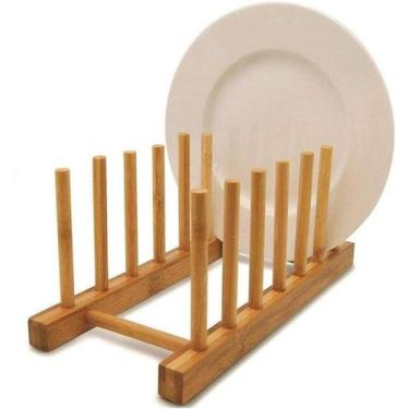 Imagem de Suporte e Escorredor Porta Pratos De Bambu 6 Divisórias - Nexus Market
