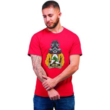 Imagem de Camiseta Masculina Máscara de Gás Bonsai Oxigênio - Hipsters, P, Verme