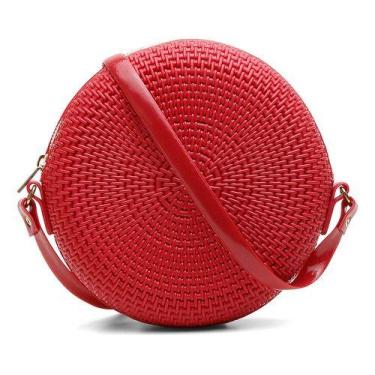 Imagem de Bolsa Redonda Feminina Versátil Moderna Com Alça - Shopbag, Vermelho