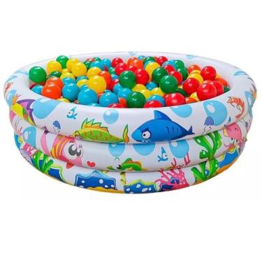 Imagem de Piscina Infantil Inflável 100 Litros Colorida + 50 Bolinhas - Wellmix,