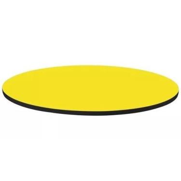 Imagem de Tampo redondo de vidro temperado amarelo para mesa 80cm - Tempermax
