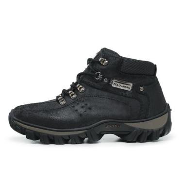 Imagem de Bota Coturno Masculino Adventure Americano em Couro Preto Polo Urban, 