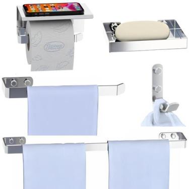 Imagem de Kit Acessórios Para Banheiro 5 Peças Cromado SF.MAX - ShopForte