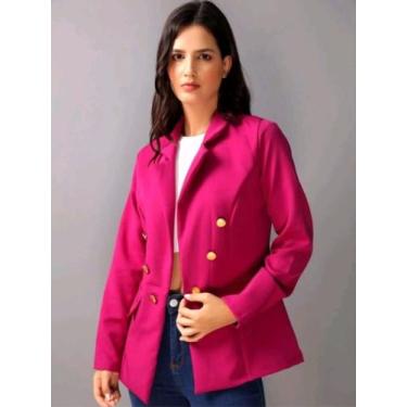 Imagem de Blazer feminino Terninho Social com botões Alfaiataria Casaquinho - Es