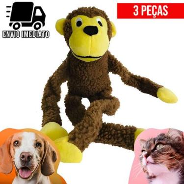 Imagem de Kit 3 Brinquedo para Cachorro Pelúcia Macaco Pet Cães com Apito - Ring
