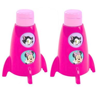 Imagem de Kit 2 Garrafinha de Foguete Infantil Janelas Giratórias Minnie Disney 